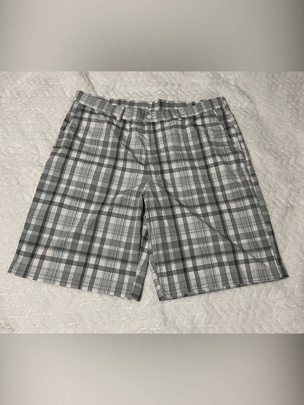 Ben Hogan Performance White and Gray Plaid Shorts